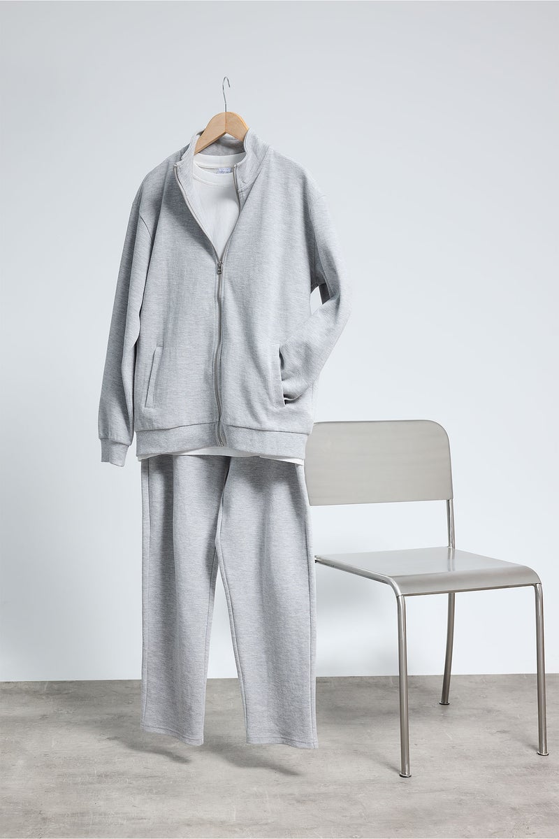 DeFacto Grey Man High Neck Zip-Up Sweatshirt Casual - Image 5